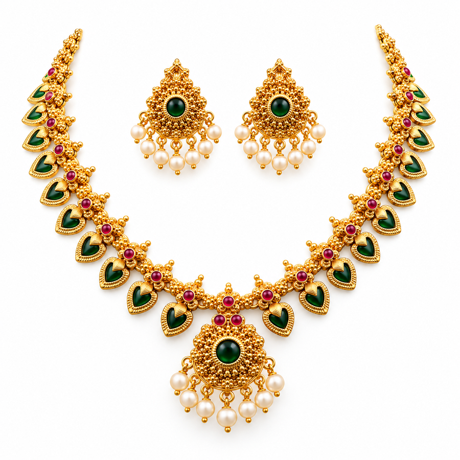 Rajwada Emerald Haar Set